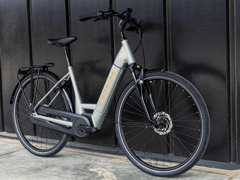2022 Trek District+ 8 Lowstep eHybrid Bike in Quicksilver-1