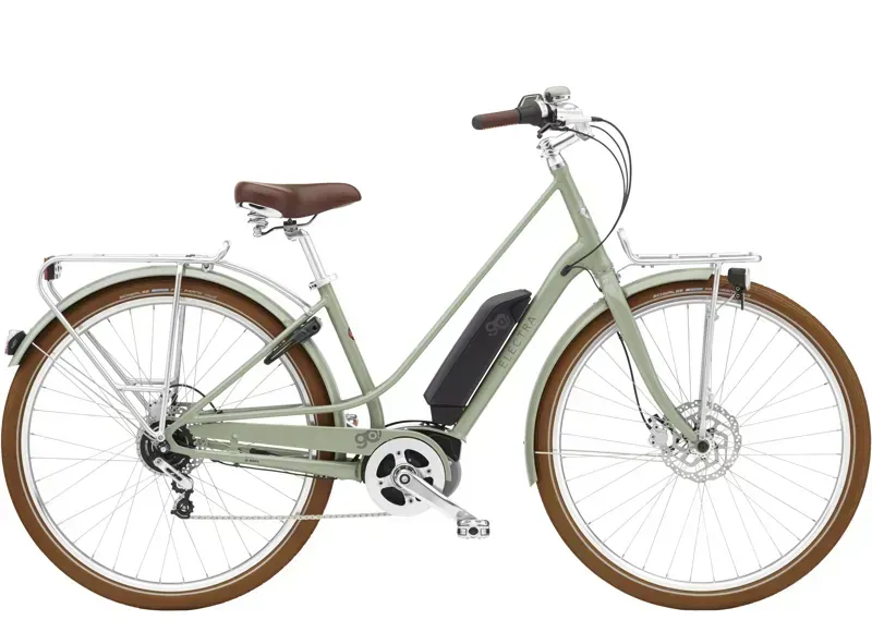 Electra Loft Go! 5i EQ Step-Thru 400 Wh E-Bike in Green Tea