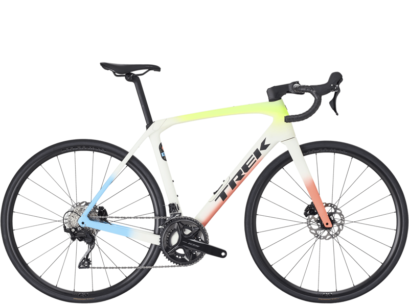 Trek Domane SL 5 Gen 4 Road Bike In Era White/Glowstick/Coral Fade